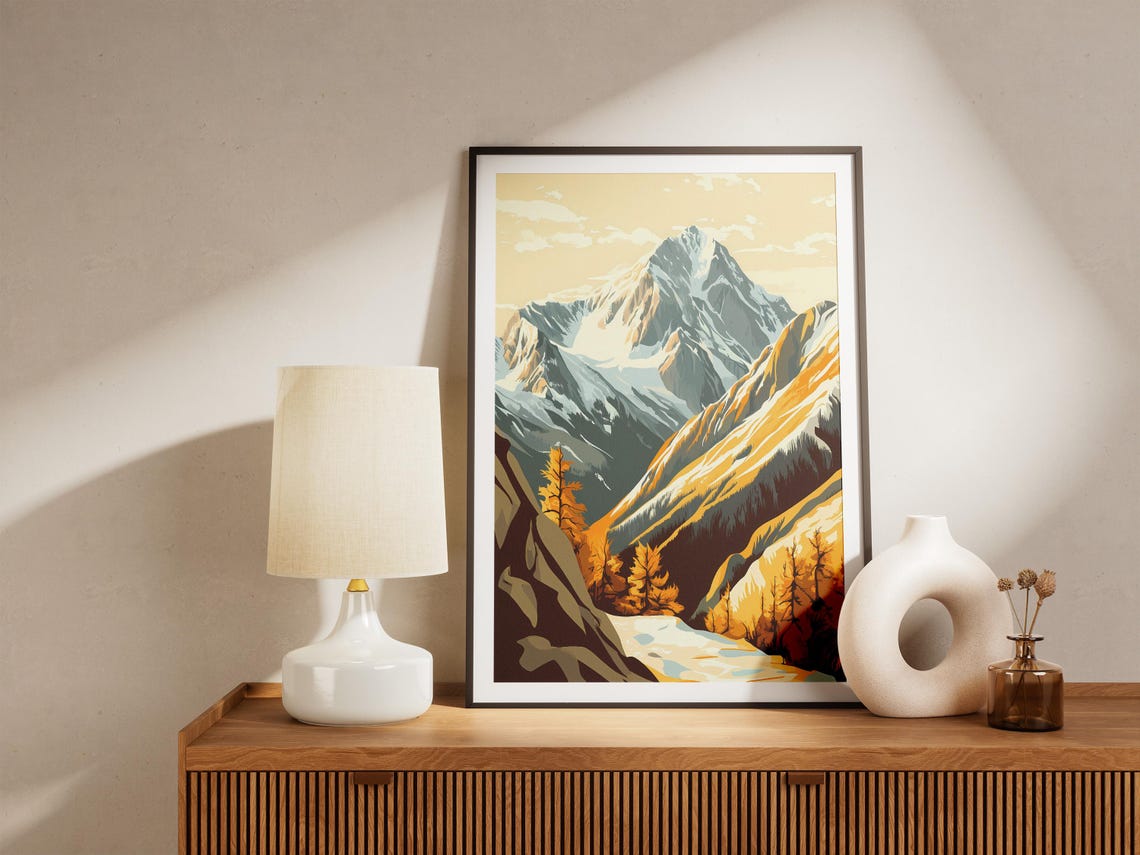 Altai Mountains Russia Poster Golden Autumn Landscape Print Vintage Travel Poster Nature Art Hiking Poster Snow Capped Peaks Siberian - Image 5