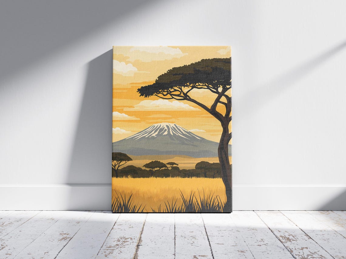 Arusha National Park Tanzania Poster African Safari Print Wildlife Landscape Art Vintage Travel Flat Illustration Mountain Nature - Image 2