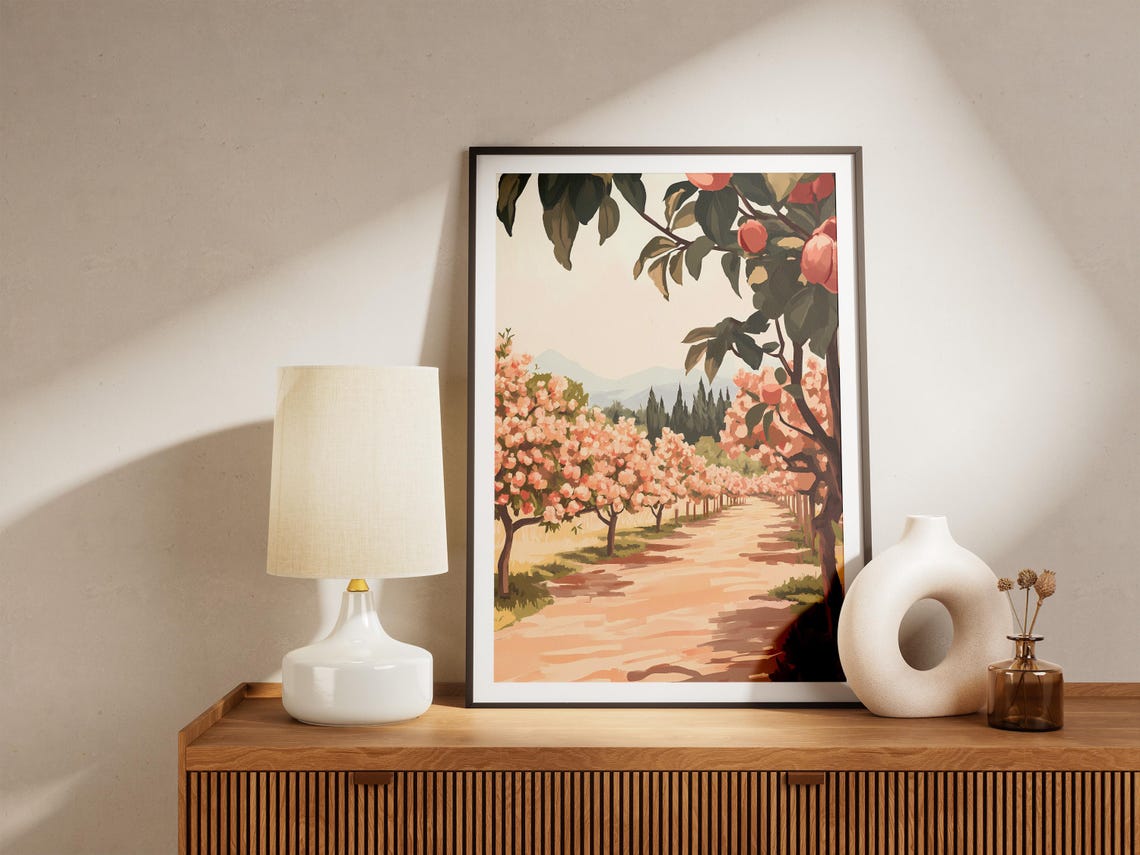 Cherry Blossom Avenue with Pink Trees Over a Dirt Road Poster - Image 5