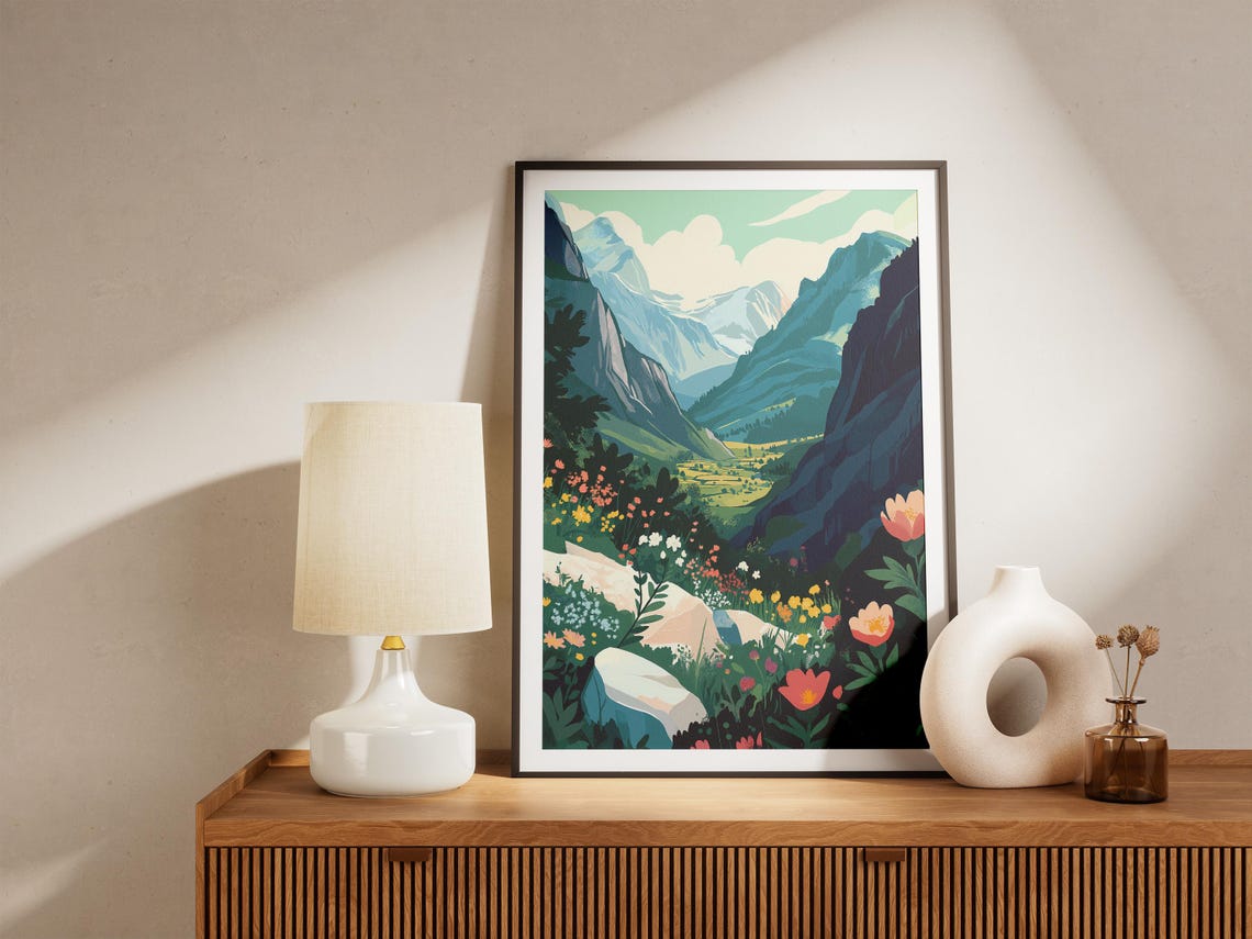 Valley Of Flowers Blooming Meadows Himalayan Valley India Poster - Image 5
