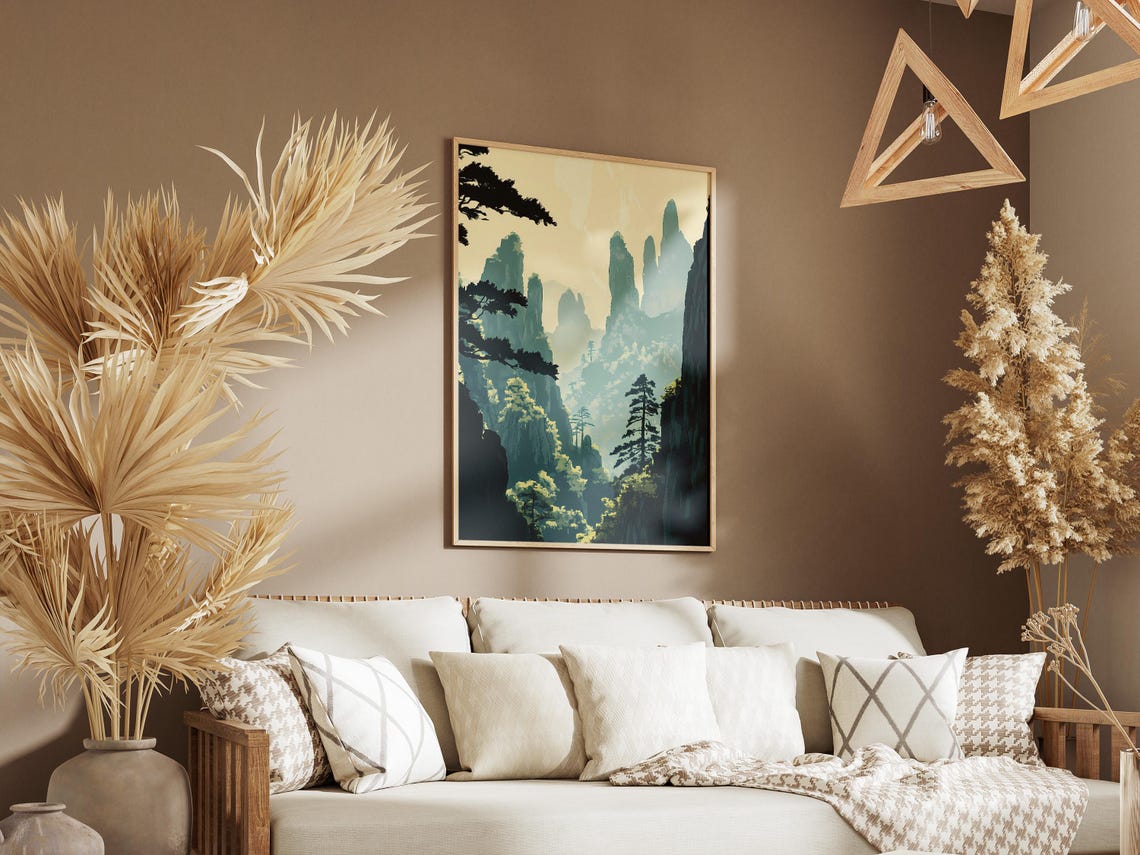 Wulingyuan China Misty Green Karst Mountains Travel Scene Poster - Image 3