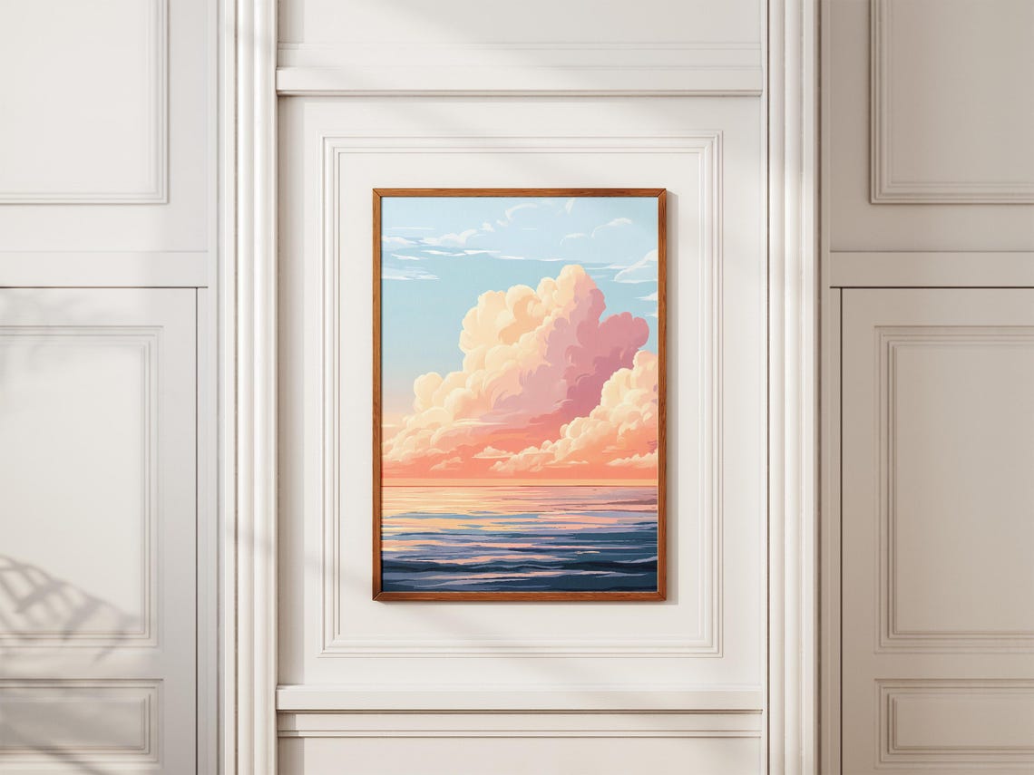 Towering Pink Cumulus Cloud Over a Calm Blue Sunset Sea Poster - Image 2