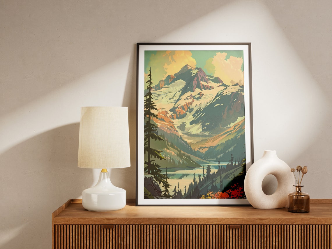 North Cascades National Park Snowy Glacier Peak Vintage Travel Poster - Image 2