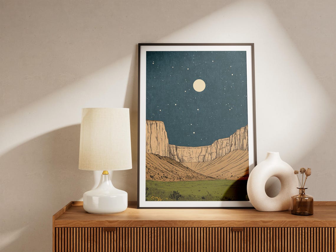 Guadalupe Mountains National Park Texas Moonlit Desert Poster - Image 4