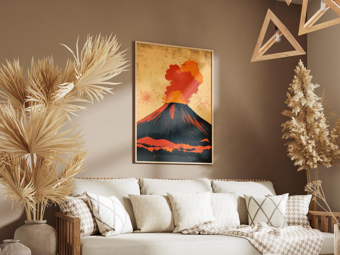 Yasur Volcano Vanuatu Eruption Ash Plume Abstract Art Poster - Image 3