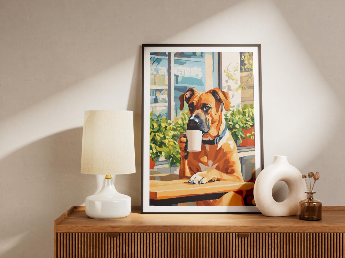 Great Dane Coffee Poster Funny Dog Cafe Wall Decor Animal Gift - Image 4