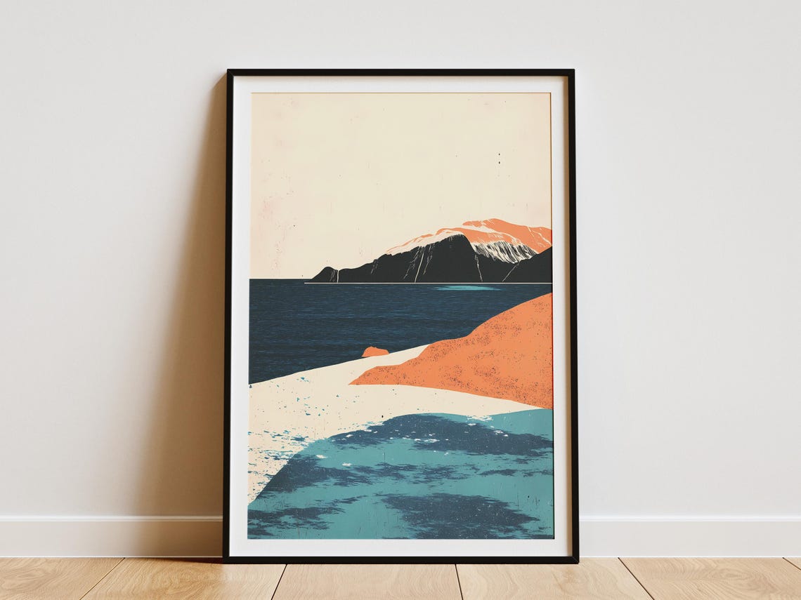 South Georgia Island Abstract Coastal Cliffs Seascape Poster