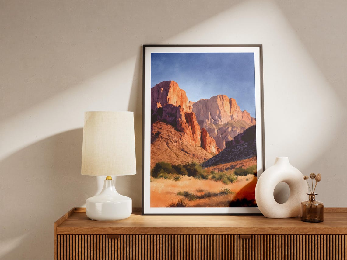Big Bend National Park Texas Red Rock Desert Sunset Art Poster - Image 4