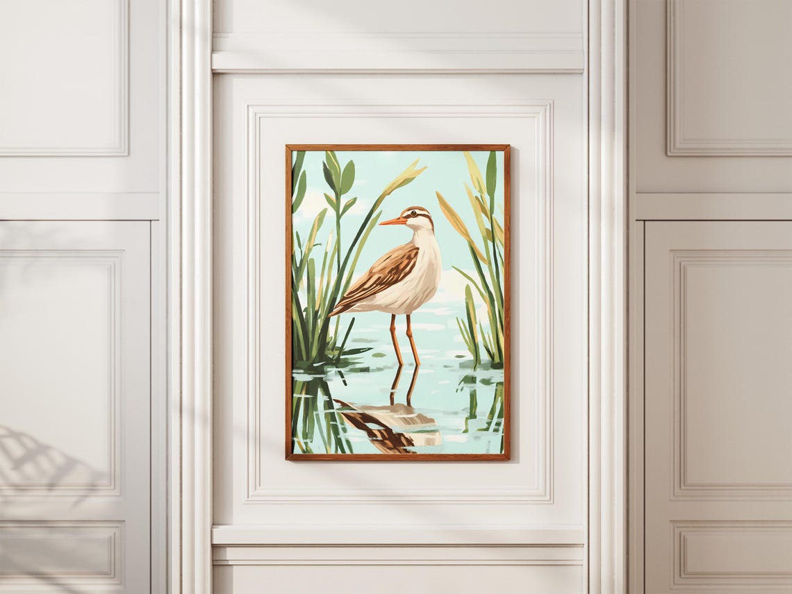 Clapper Rail Wading in Tall Marsh Reeds Wetland Bird Art Poster - Image 2