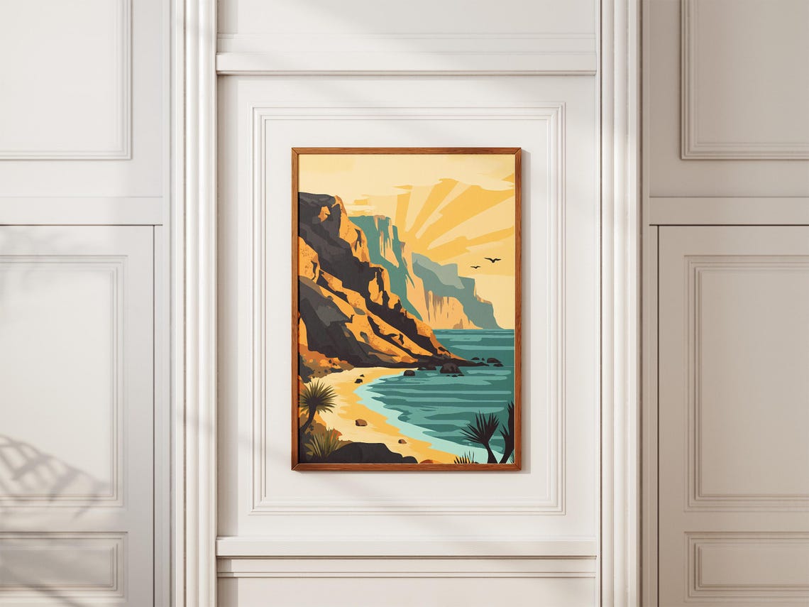 Socotra Yemen Limestone Cliffs Beach Cove Sunburst Sea Poster - Image 2