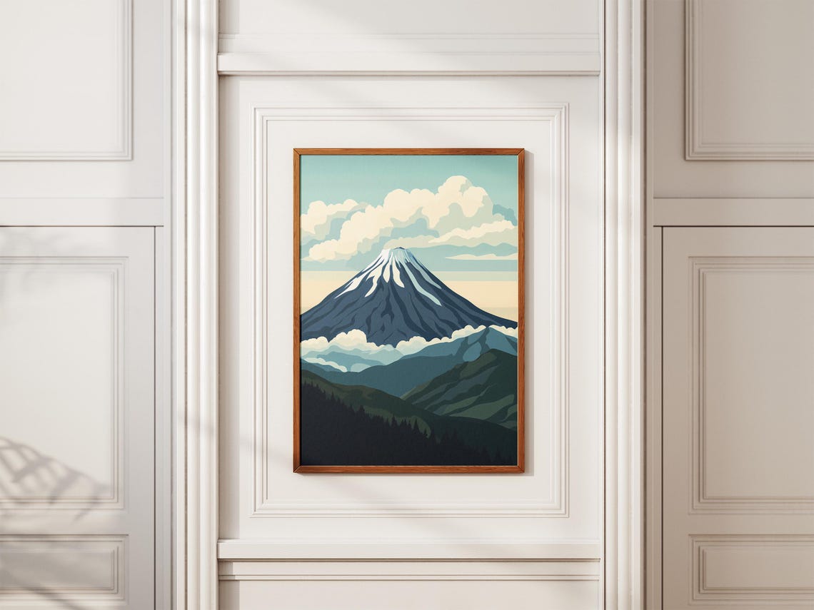 Kamchatka Russia Snow Capped Volcano Rising Above Clouds Poster - Image 2
