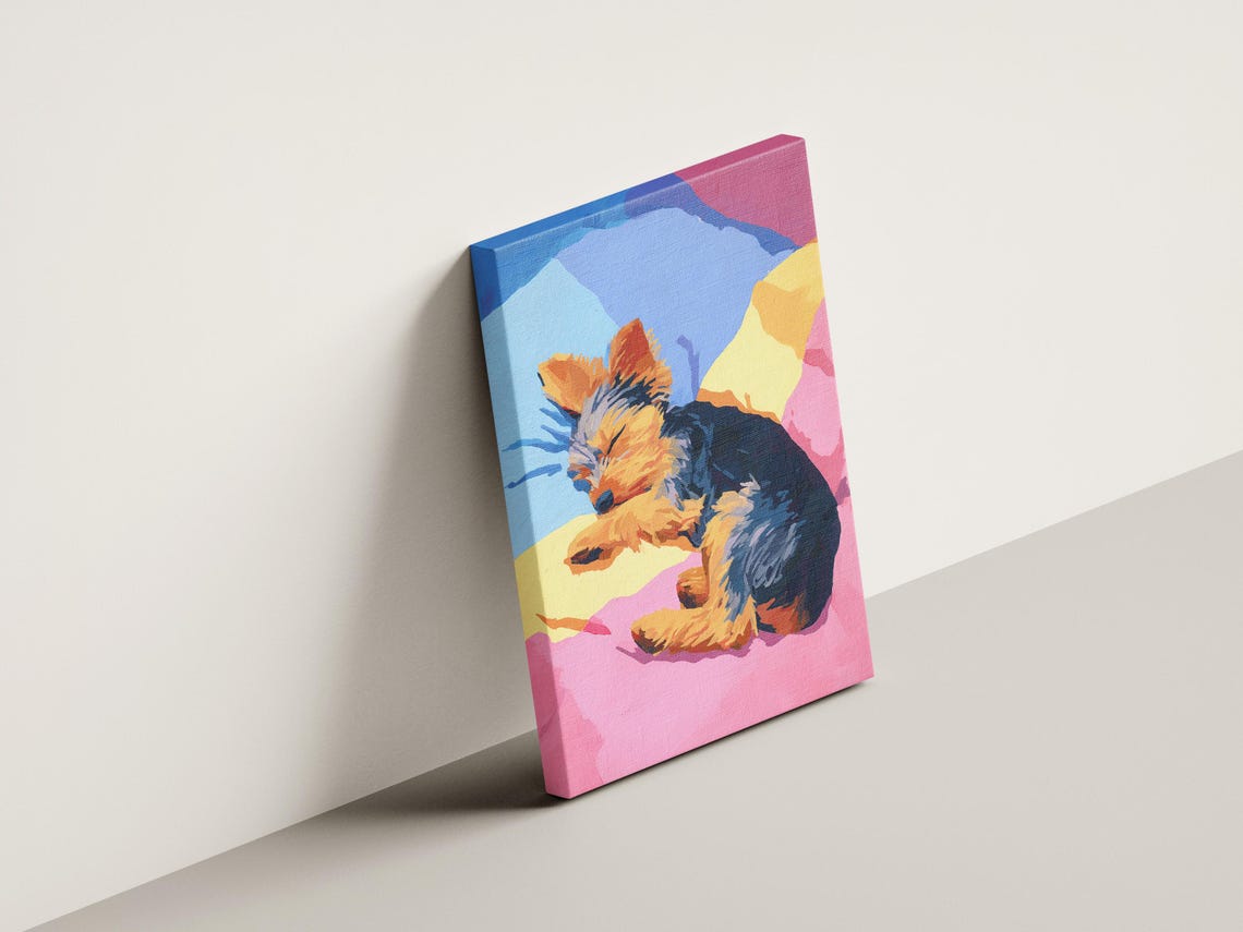 Sleeping Yorkshire Terrier Puppy Bold Pop Art Color Block Poster - Image 4