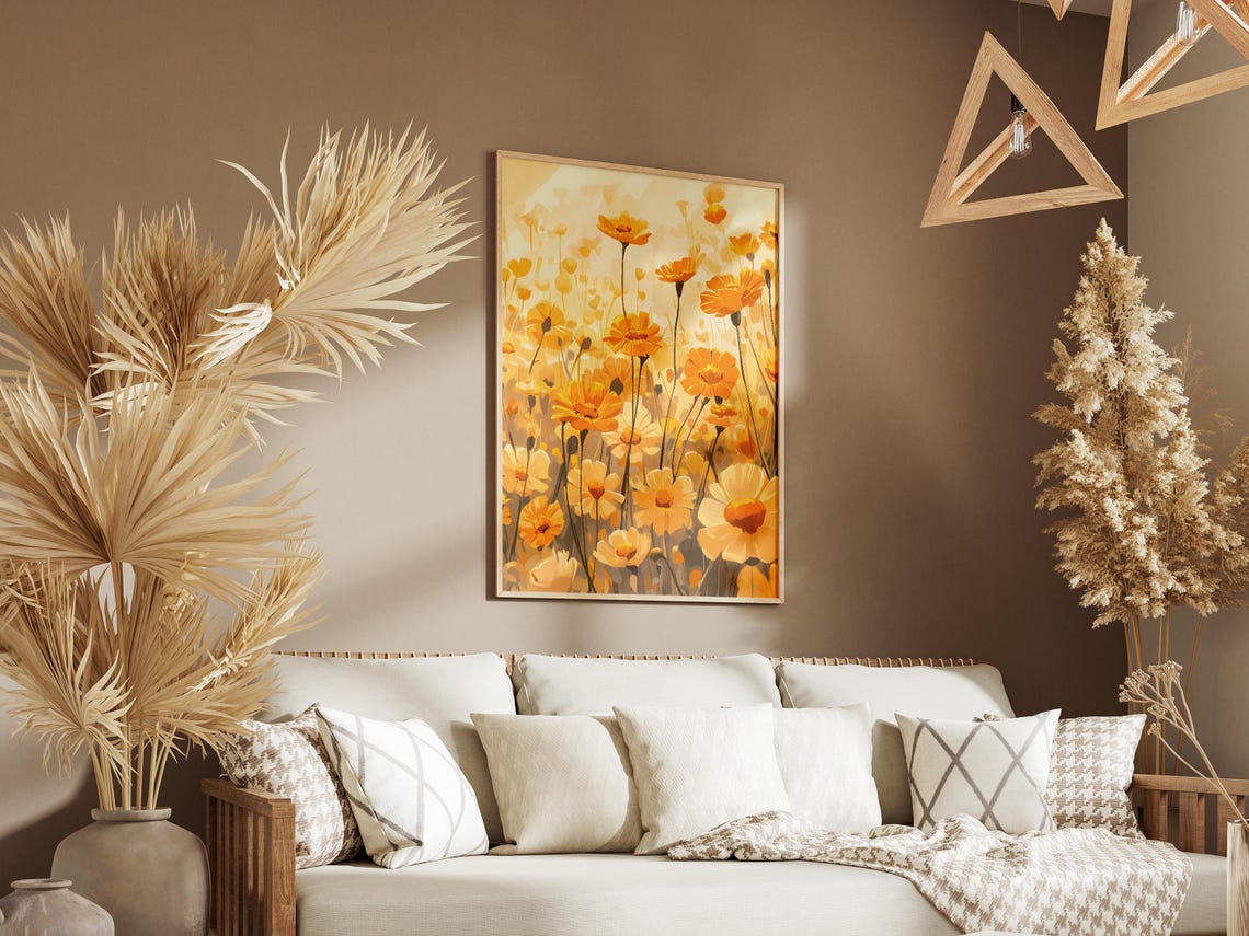 Yellow Marigold Field Backlit Golden Sun Blooms Meadow Poster - Image 3