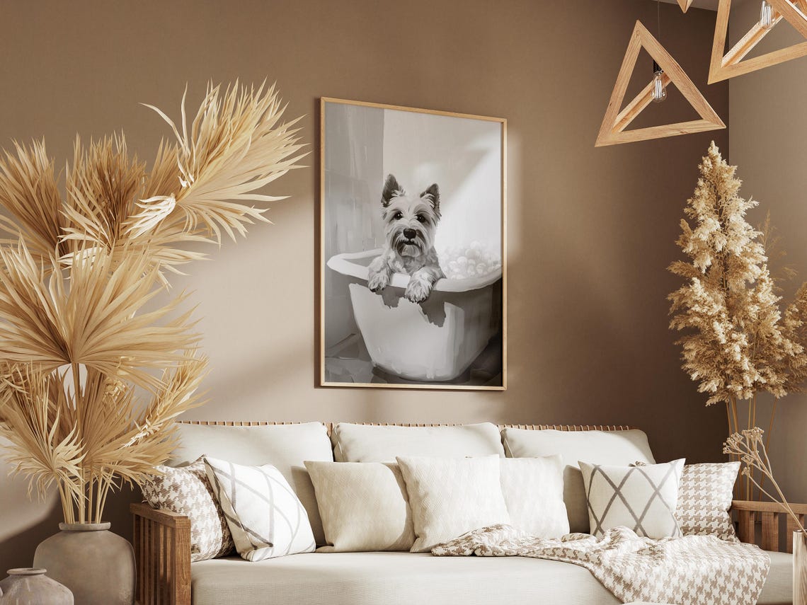 West Highland Terrier In Bubble Bath Poster Cute Dog Wall Decor - Image 3