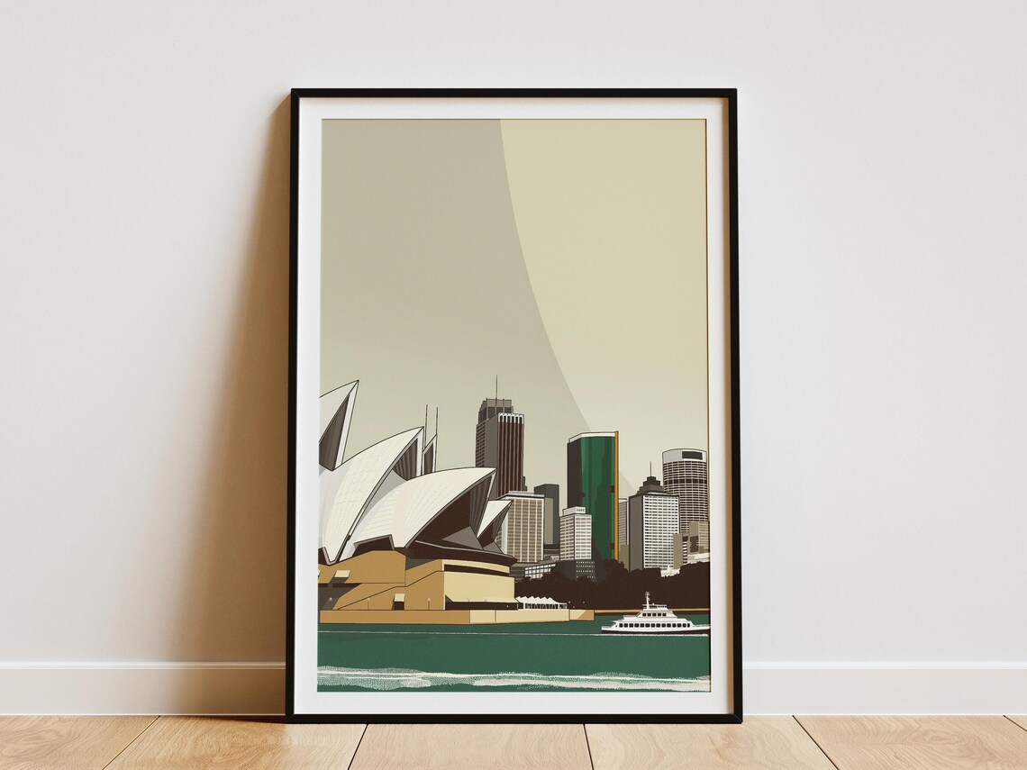 Sydney Opera House Minimalist Cityscape Harbor Travel Art Poster