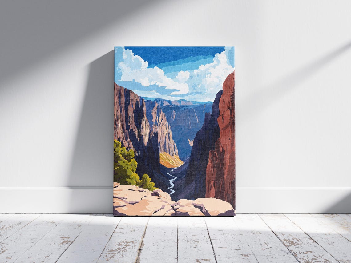 Dramatic Desert Canyon Red Cliffs Winding River Vintage Poster - Image 2