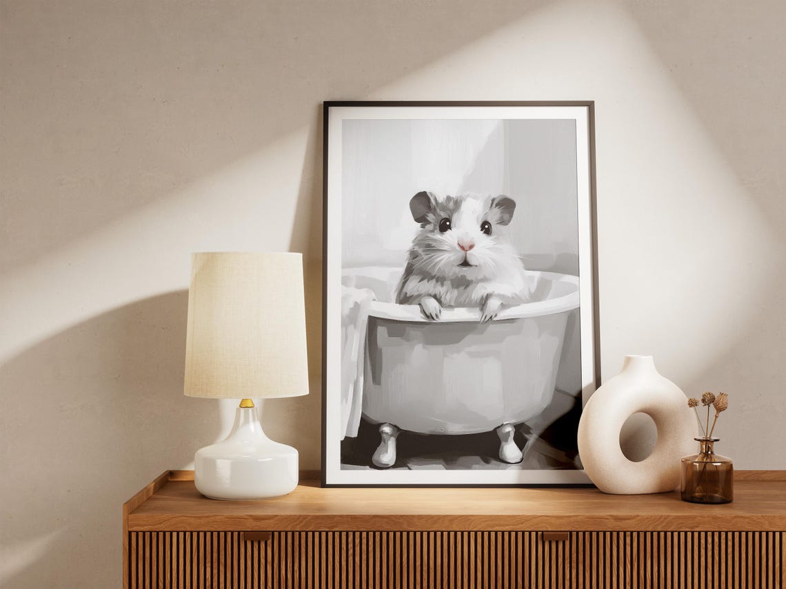 Hamster In Bathtub Minimalist Animal Art Print - Image 4