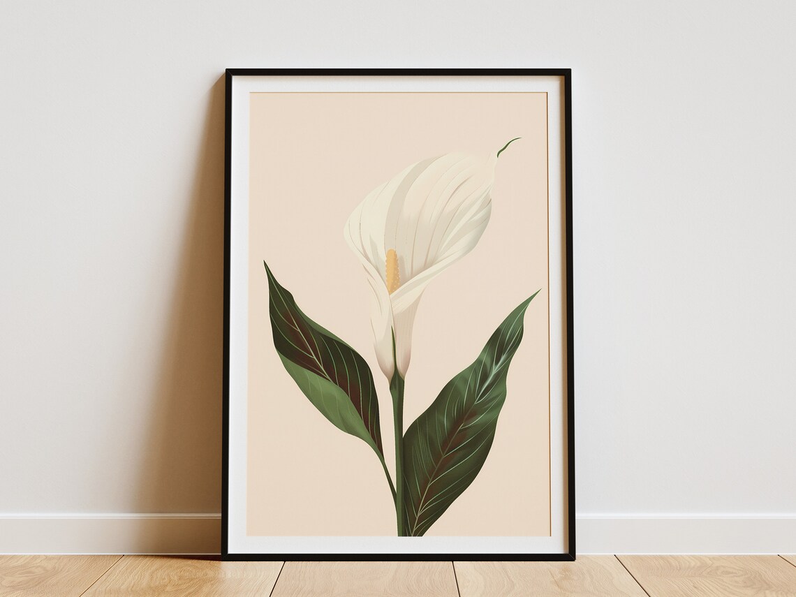 Peace Lily Poster, Minimalist Botanical Art Print