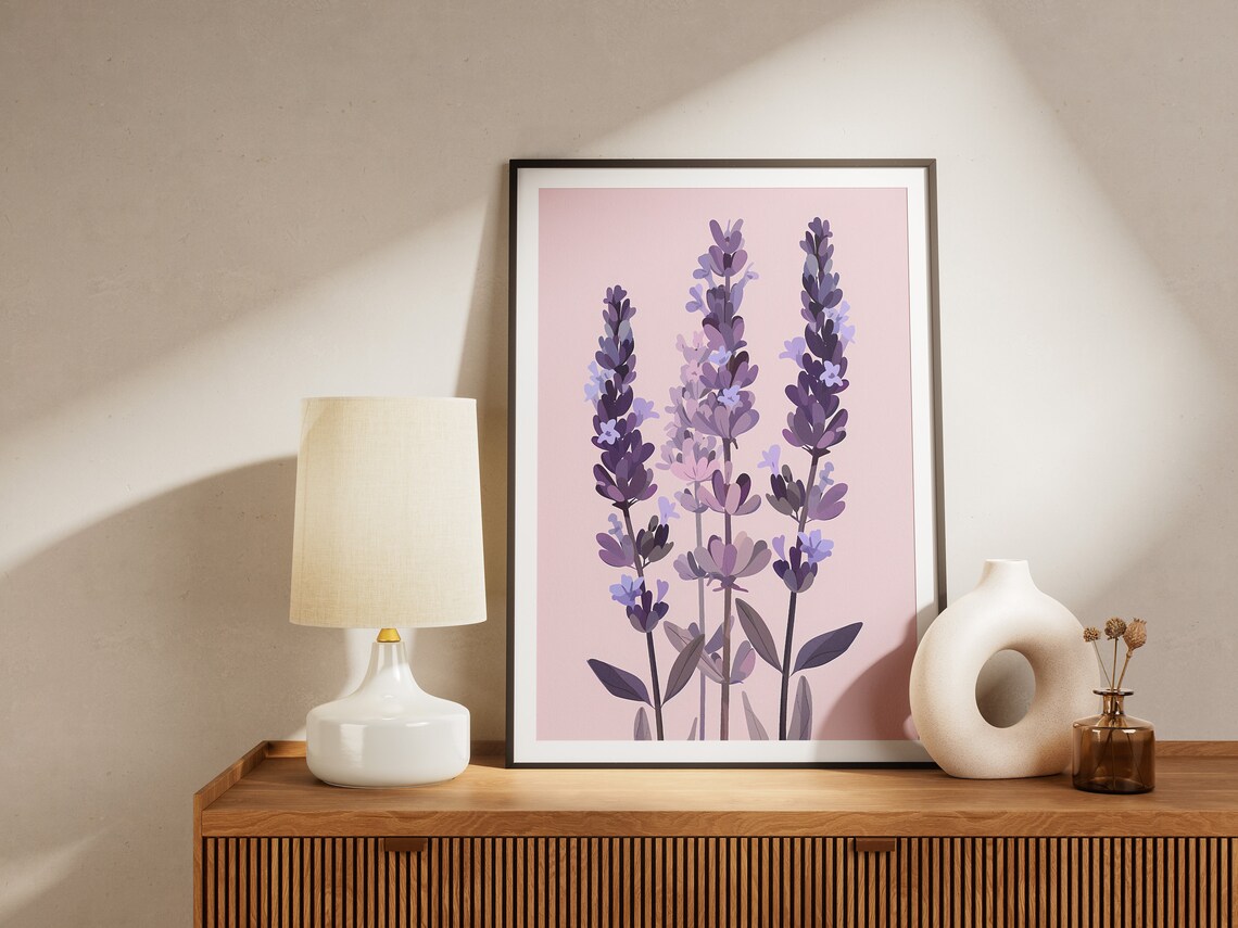 Minimalist Lavender Flower Poster, Botanical Art Print - Image 2