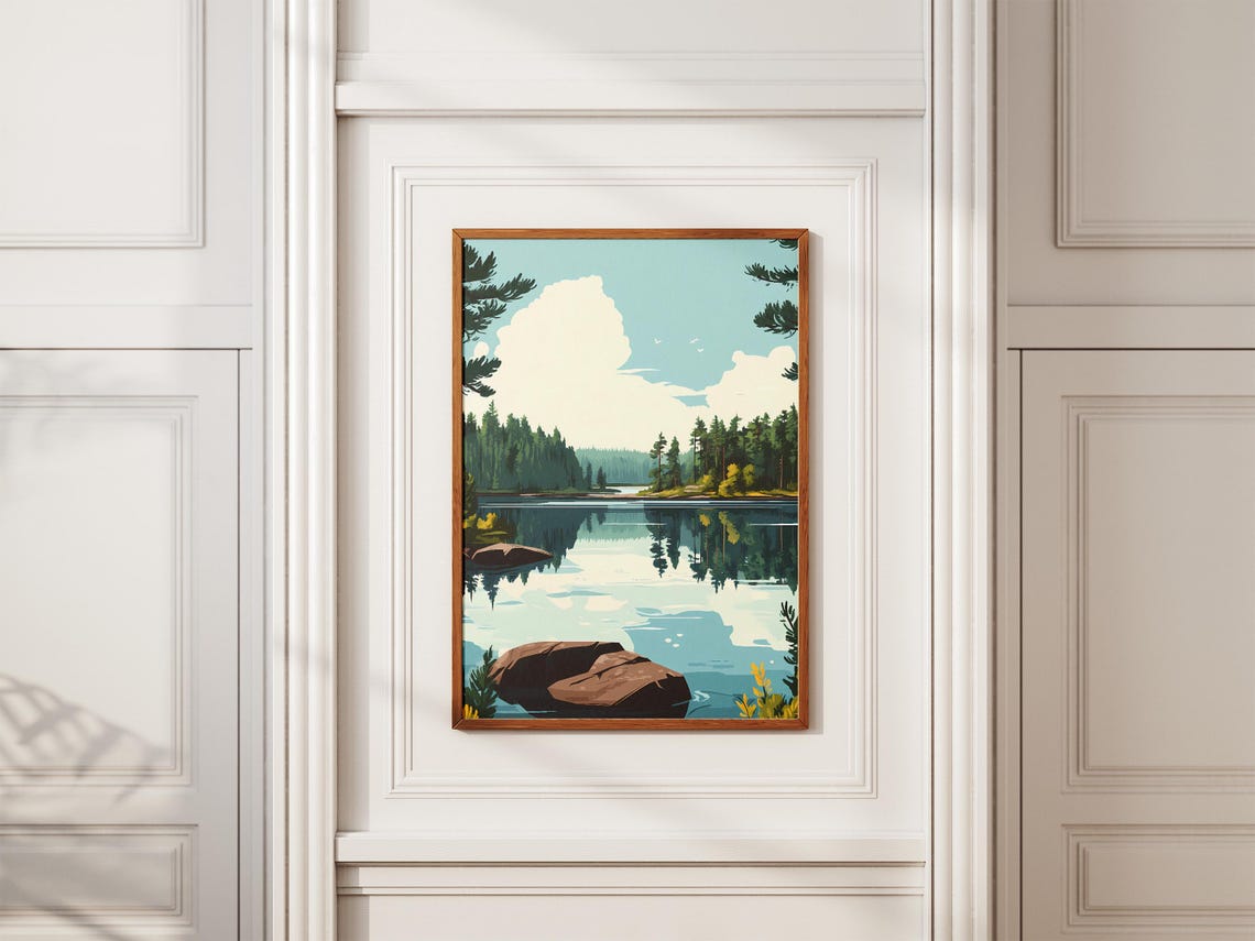 Karelia Lakes Finland Summer Lake Pine Forest Reflection Poster - Image 2
