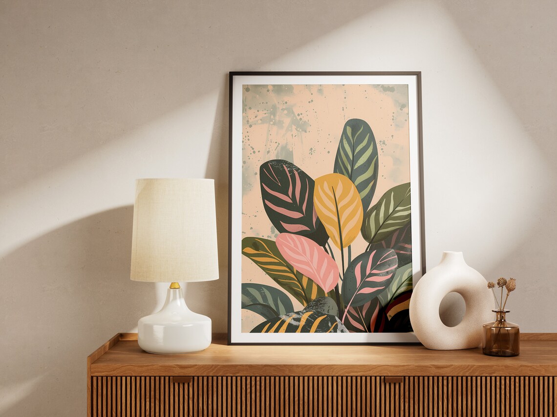 Calathea Leaves Print, Boho Tropical Botanical Art - Image 2