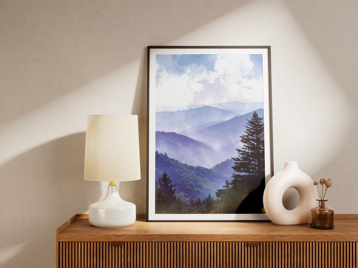 Great Smoky Mountains Misty Blue Ridges Vintage Nature Art Poster - Image 4