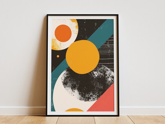 Minimalist Abstract Art Print Geometric Wall Decor Mid Century Modern Wall Art Poster