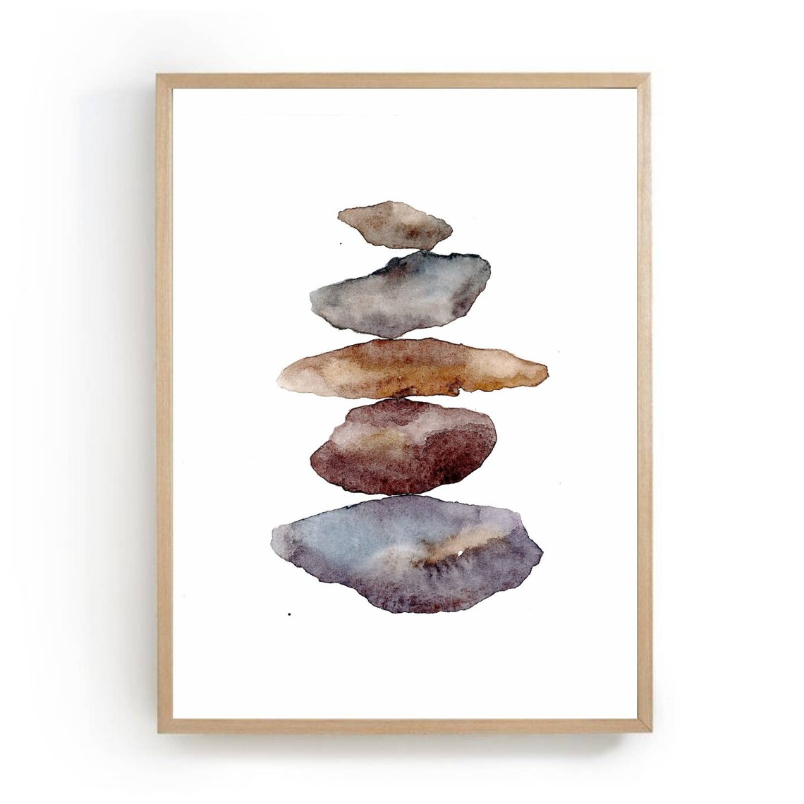Balancing Stones Watercolor Minimalist Art Print
