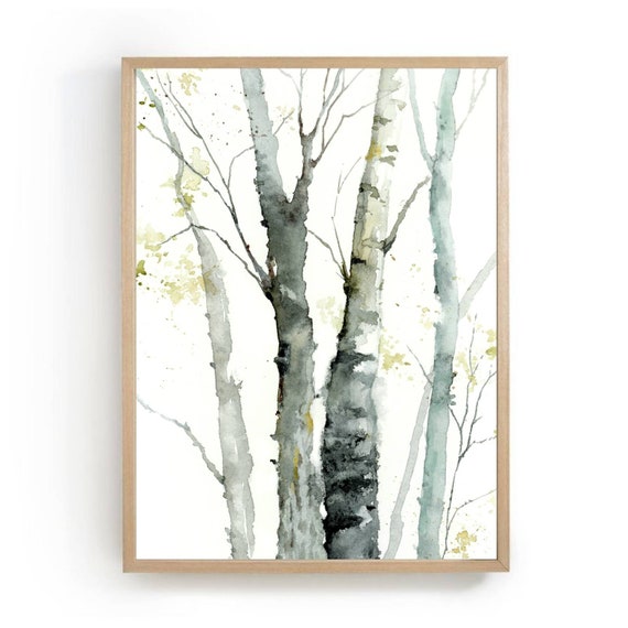 Aspen Tree Abstract Watercolor Art Print