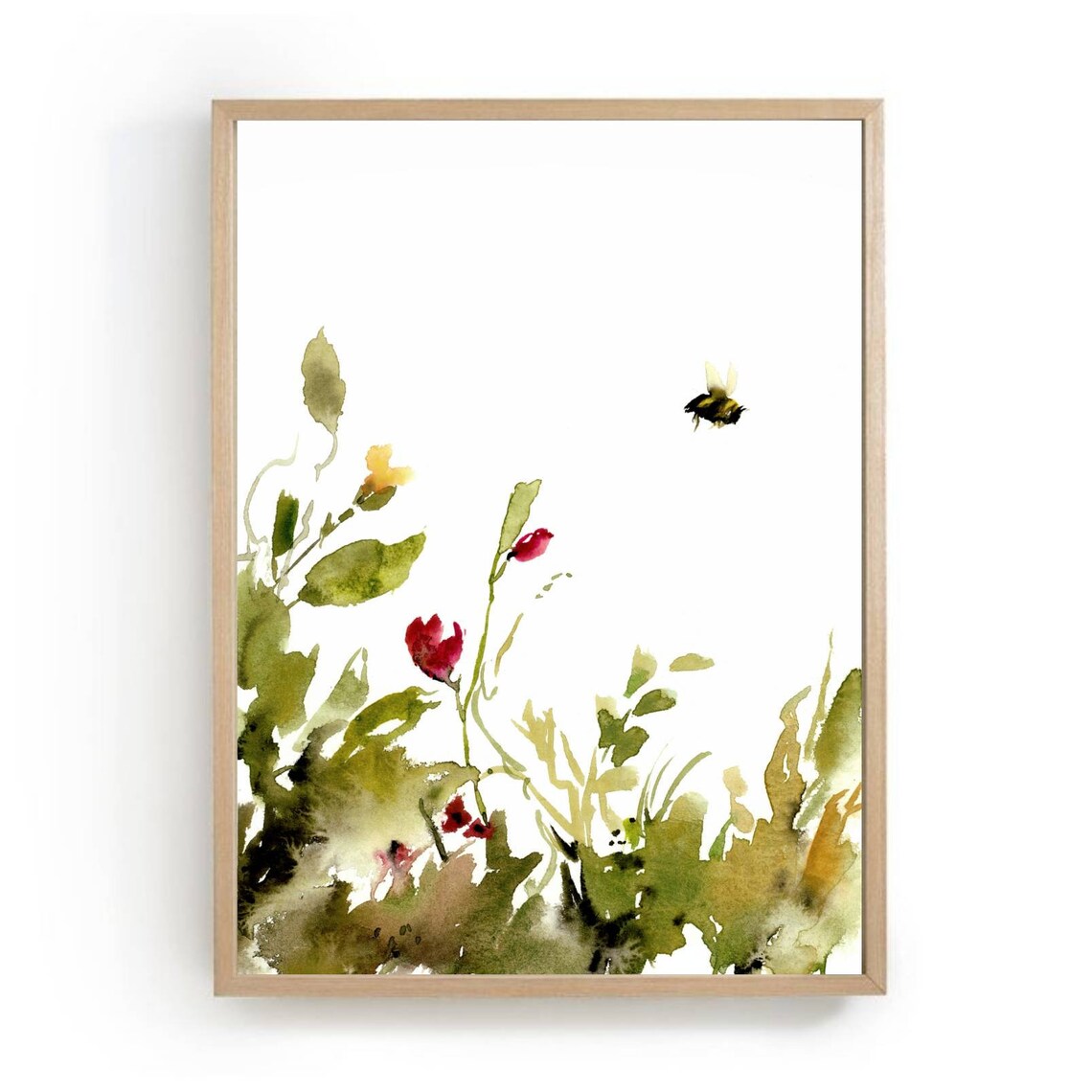 Wildflowers Watercolor Art Print, Floral Meadow