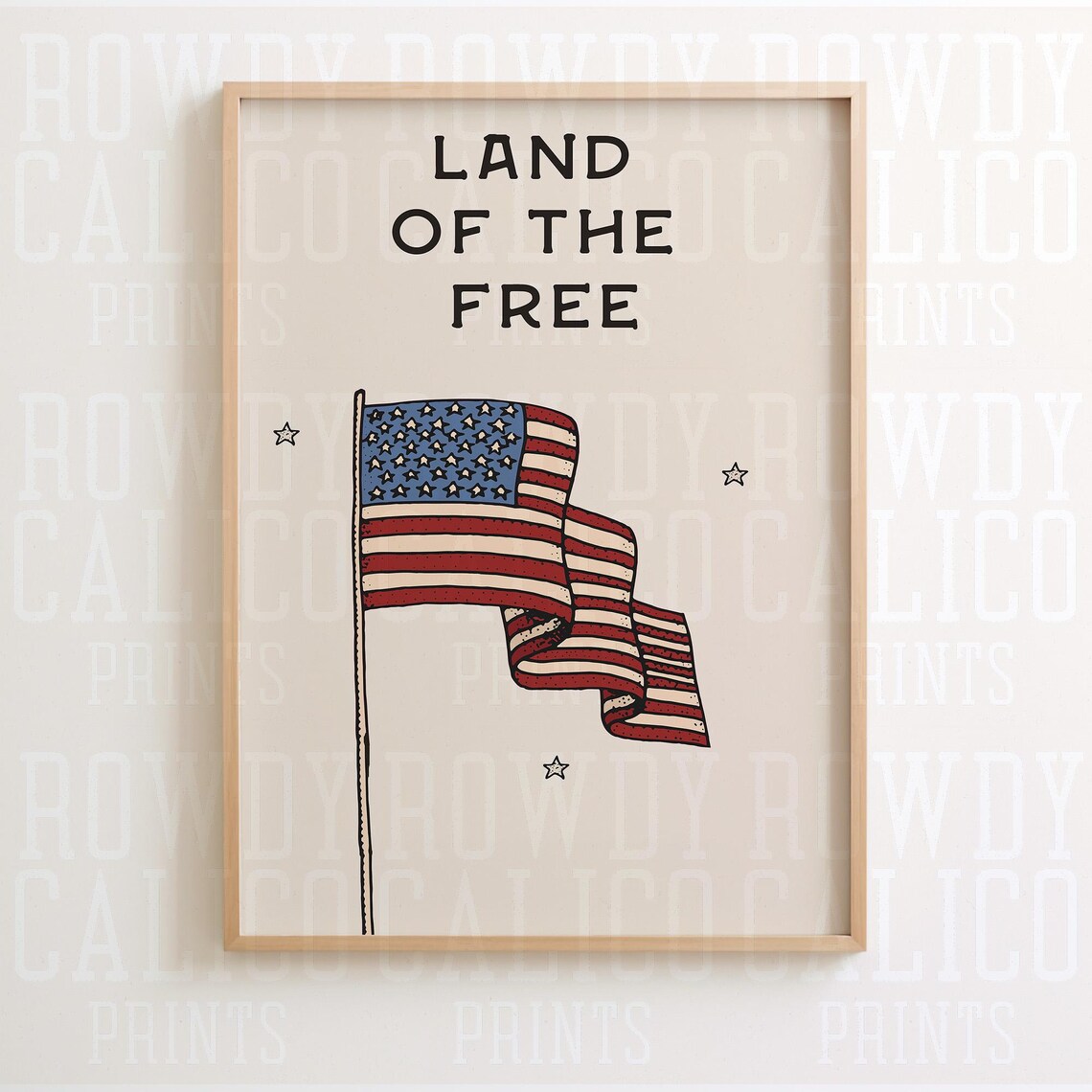 Land Of The Free American Flag Patriotic Western Quote Poster - Image 2