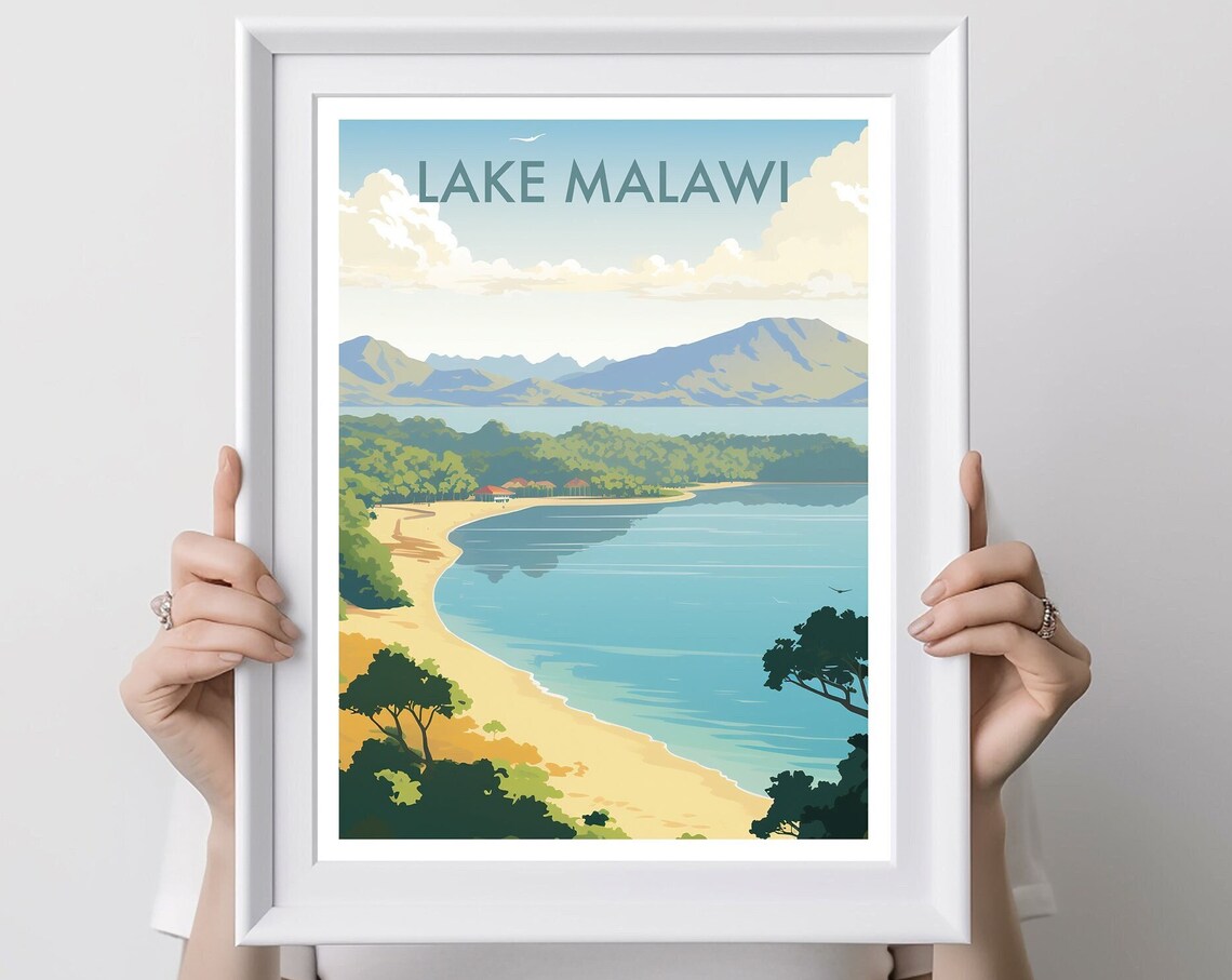 Lake Malawi Travel Poster Art Print, Place Decor