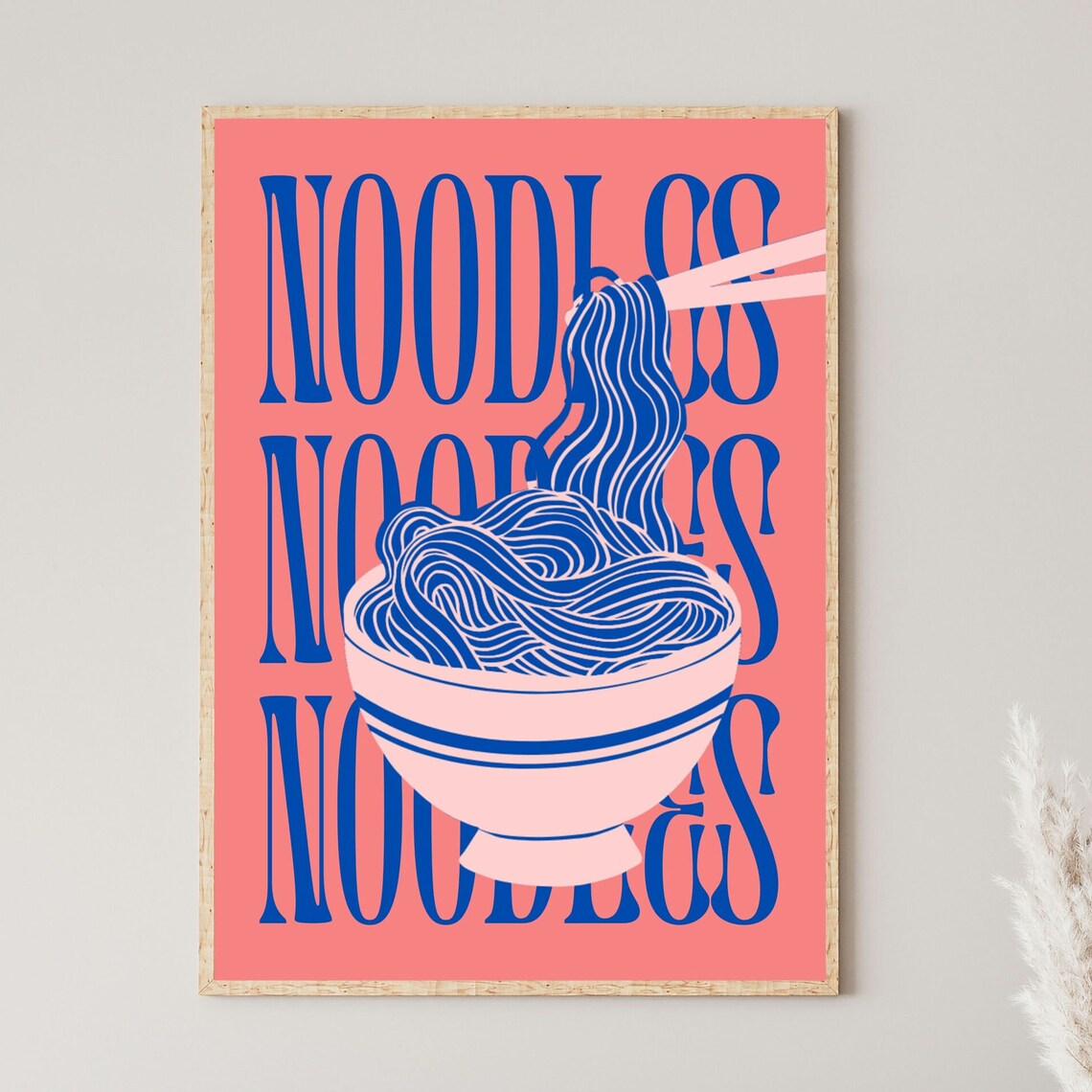 Retro Noodles Bowl Print, Asian Food Kitchen Art - Image 3
