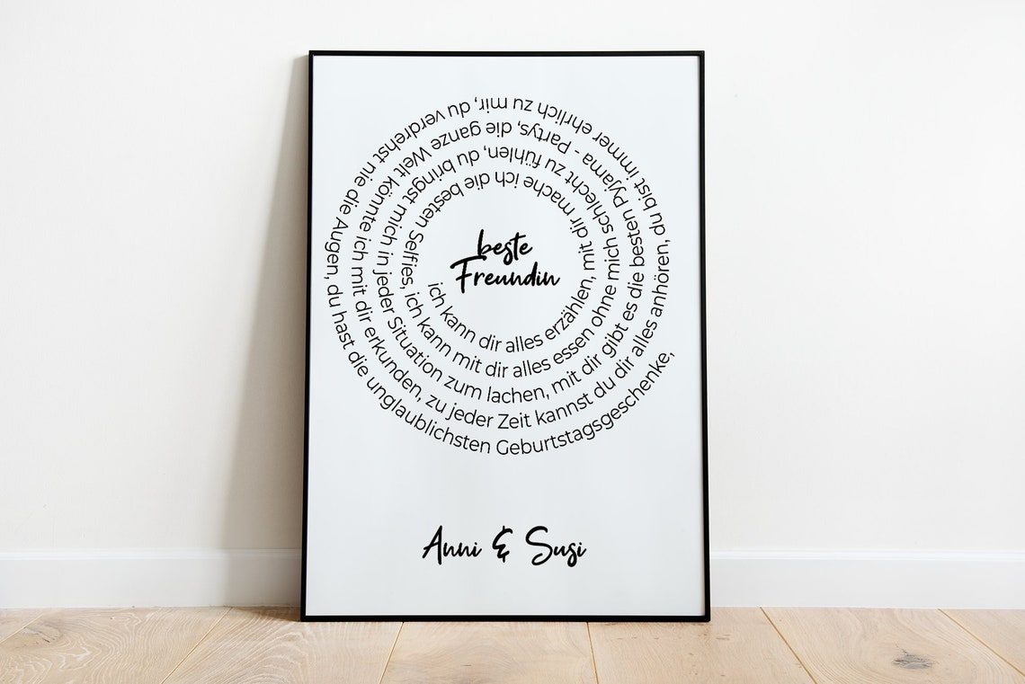 Best Friend Friendship Poster Friend Poster Personalized In Sizes A5 A3