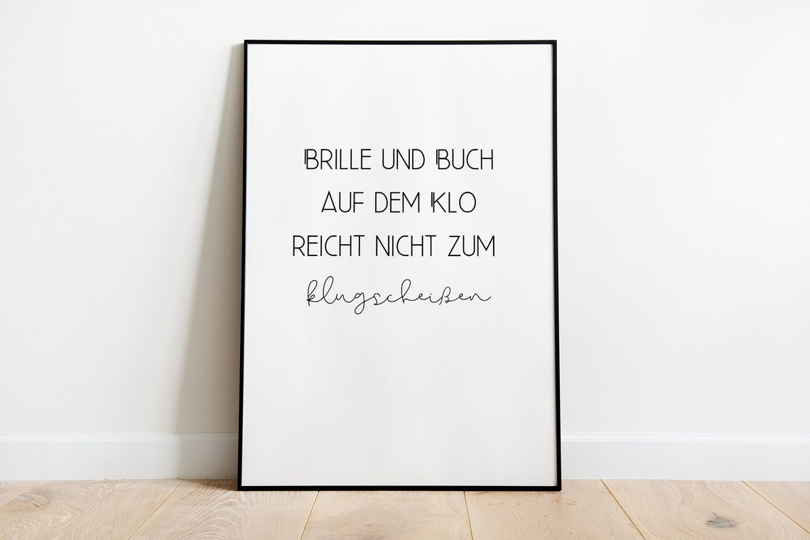 Brille Und Buch Auf Dem Klo Funny German Bathroom Sign Poster