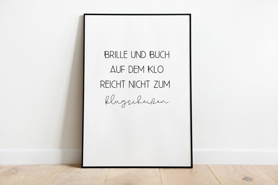 Brille Und Buch Auf Dem Klo Funny German Bathroom Sign Poster