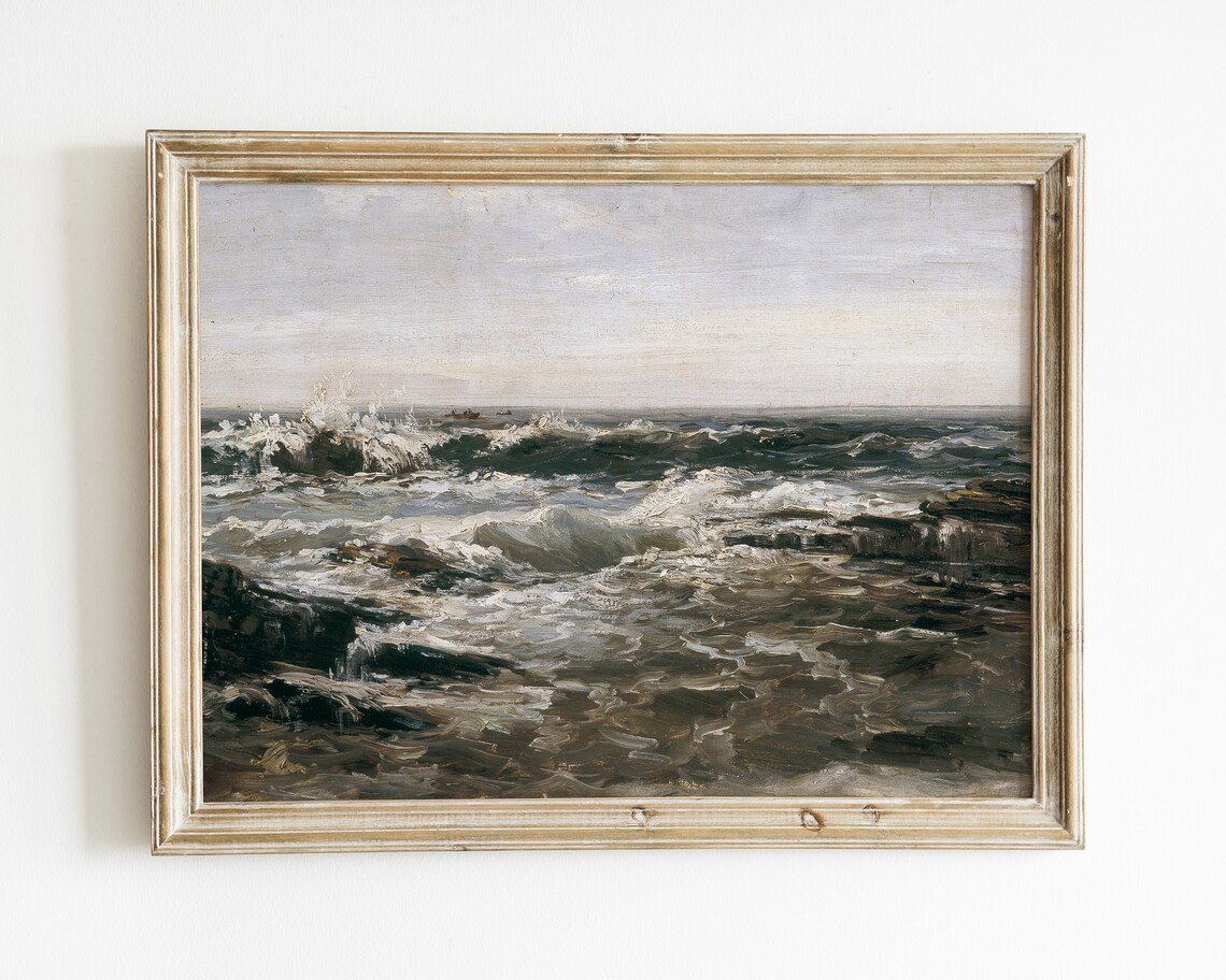 Vintage Ocean Seascape Art Print, Antique Style