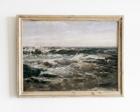 Vintage Ocean Seascape Art Print, Antique Style