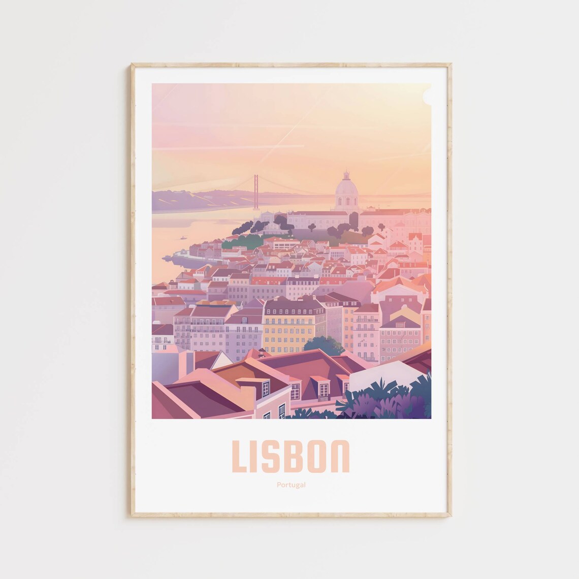 Lisbon Vintage Travel Poster, Europe Wall Art