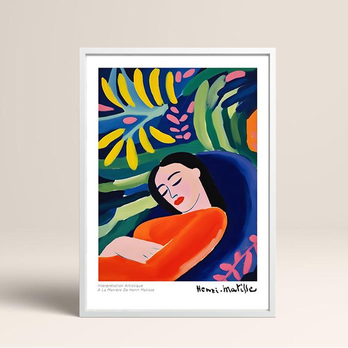 Matisse Style Sleeping Woman Lush Tropical Dream Scene Art Print - Image 3