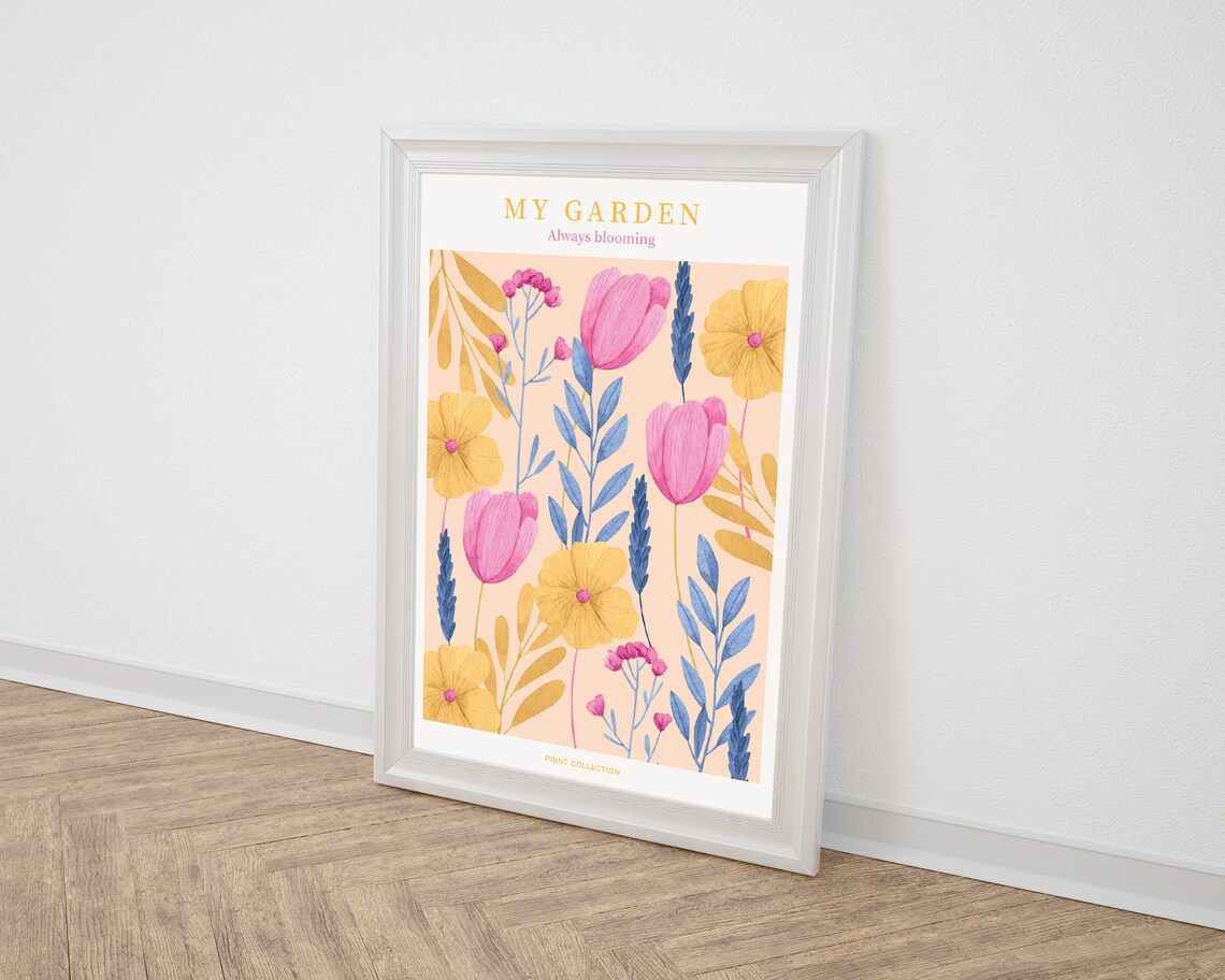 My Garden Always Blooming Watercolor Tulip Pastel Floral Poster - Image 2