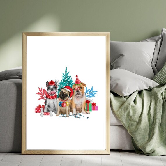 Cute Christmas Dogs Prints Chiristmaschristmas Wall Art Christmas Sublimation T Shirt Designs Dogs Prints