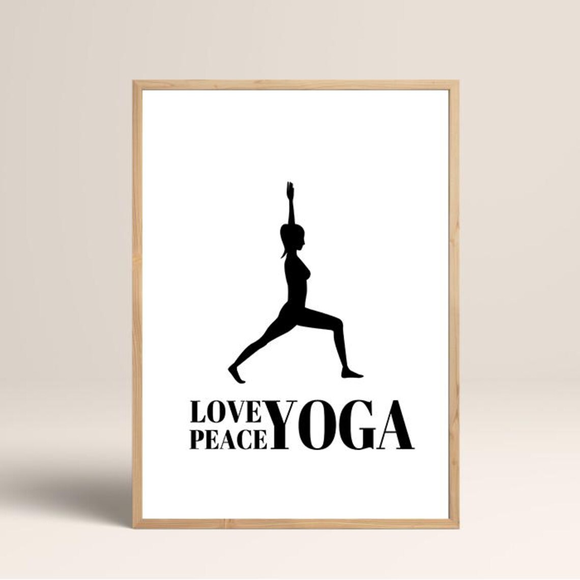 Love Peace Yoga Warrior Pose Silhouette Minimalist Fitness Poster - Image 3