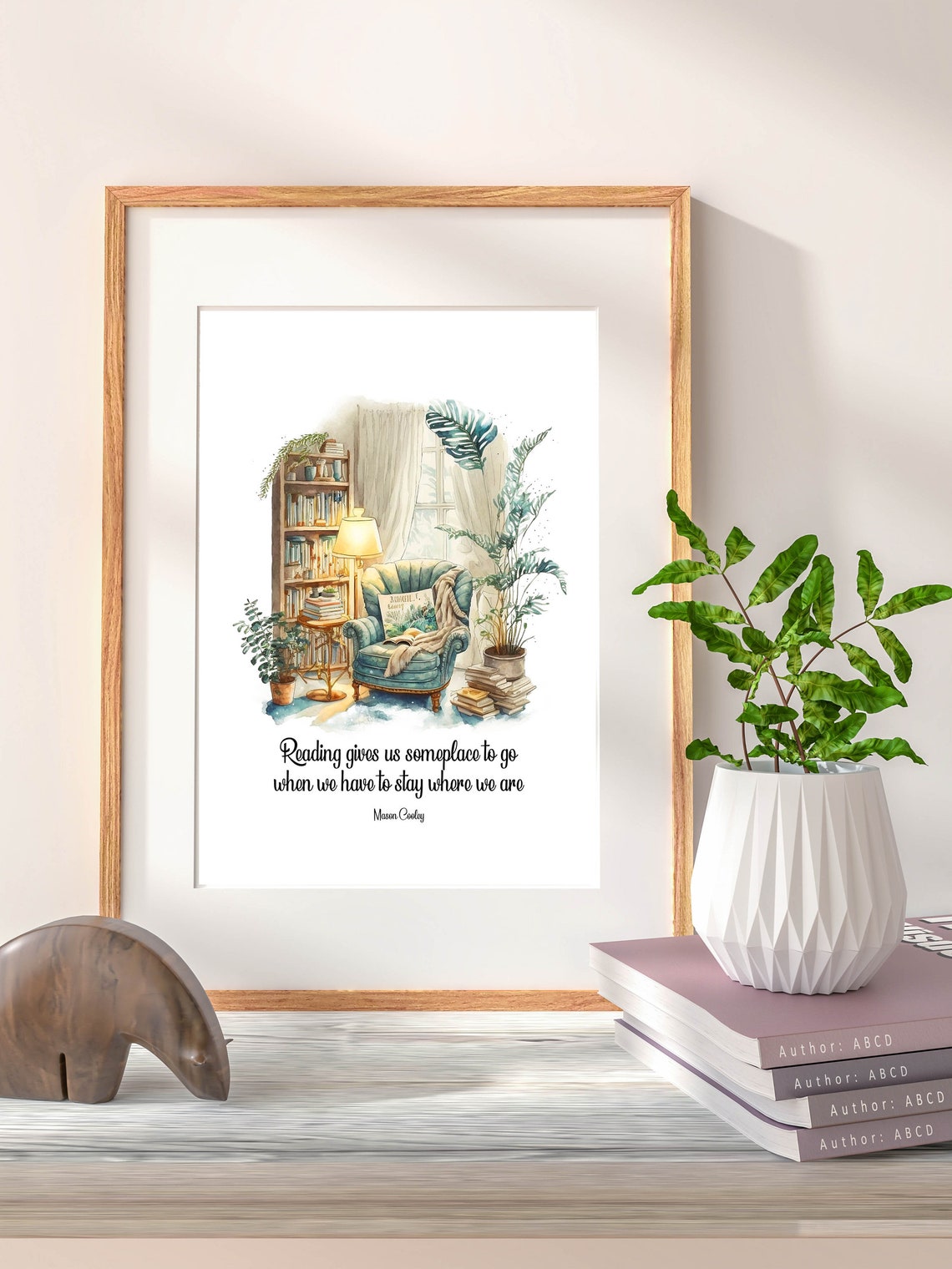 Reading Gives Us Someplace to Go Mason Cooley Library Quote Poster - Image 2