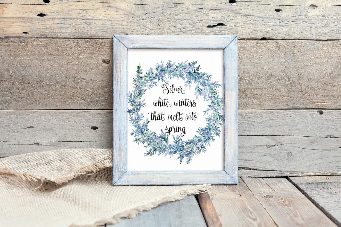 Silver White Winters That Melt Into Spring Frosty Wreath Poster - Image 4