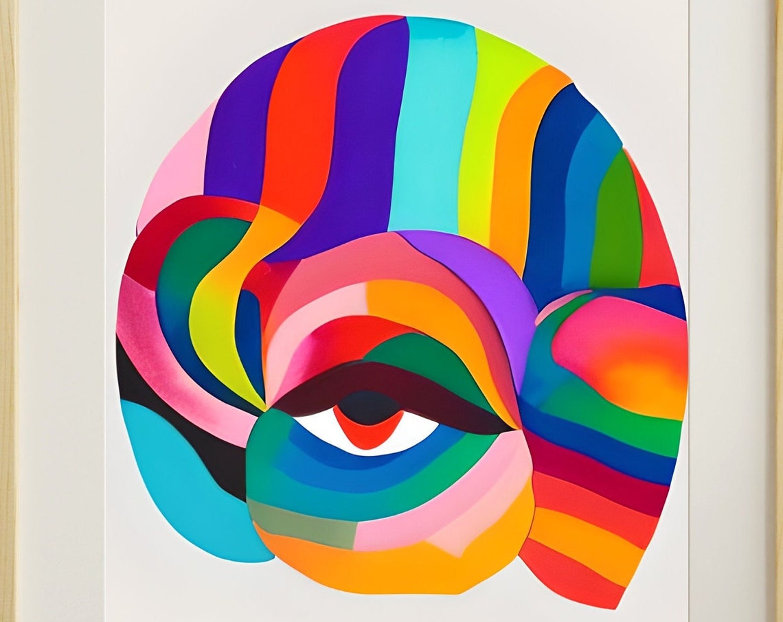 Marilyn Rainbow Swirl Head Single Eye Abstract Colorful Print