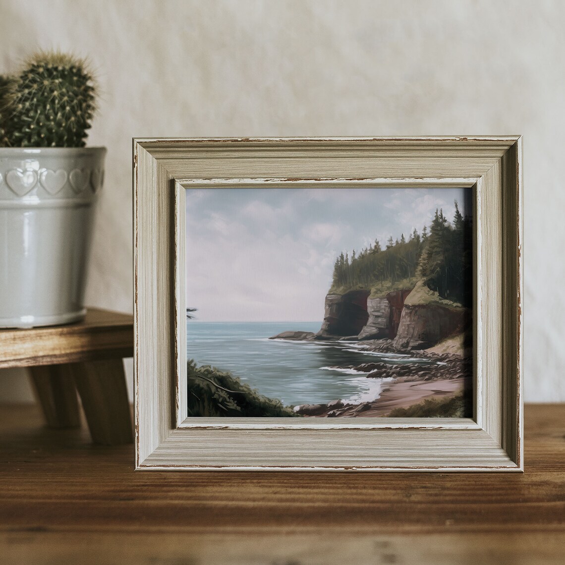 Fundy National Park Vintage Oil Painting, New Brunswick - Image 3