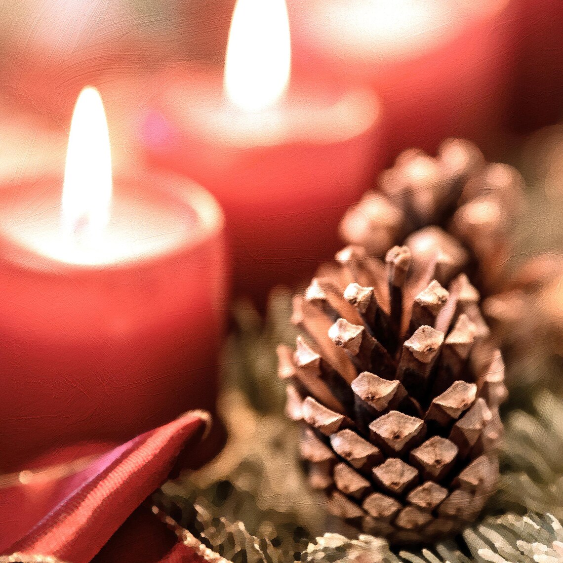 Christmas Candles and Pinecones, Christmas Decor - Image 3