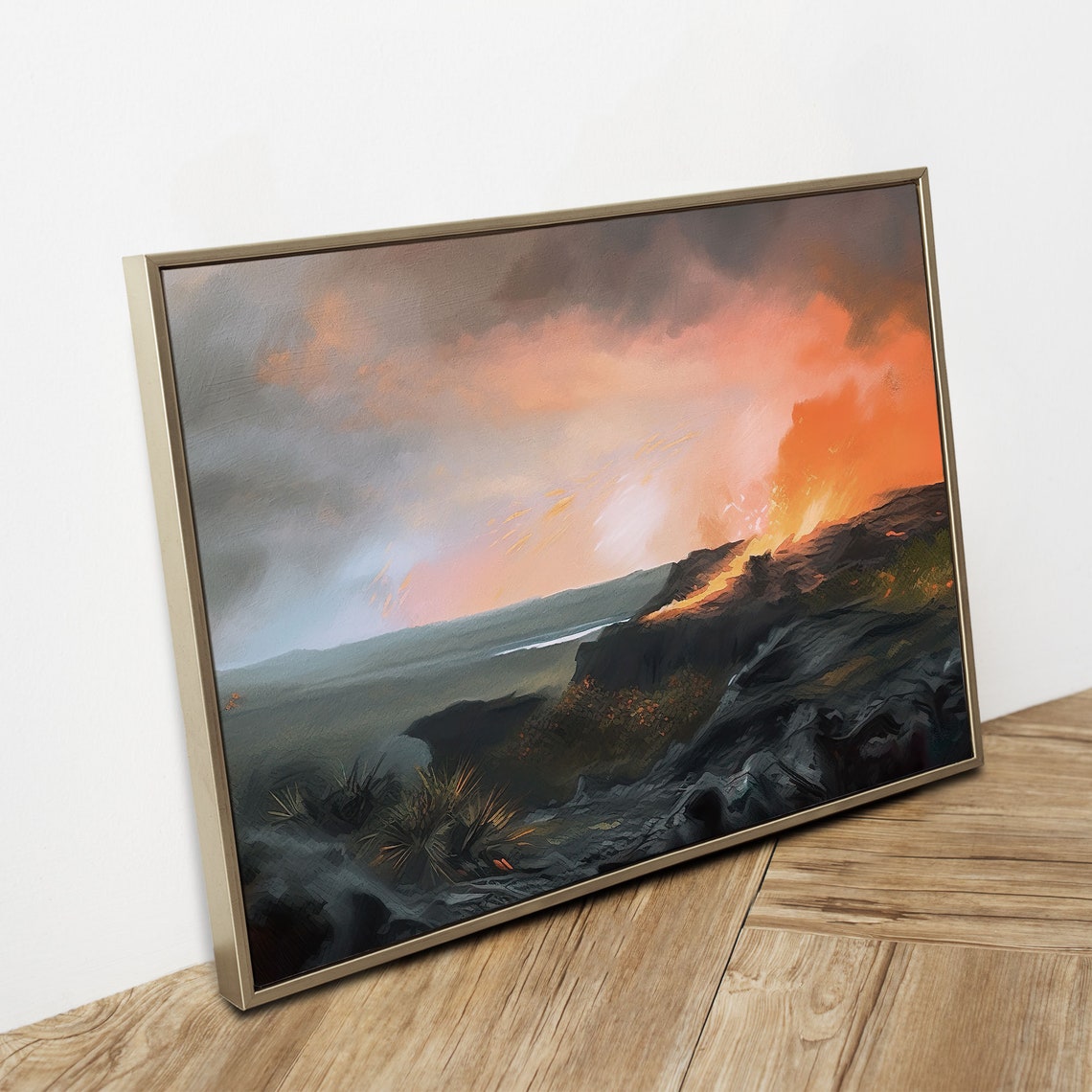 Hawaii Volcanoes National Park Vintage Oil Painting Hawaii Usa Instant 247 - Image 2