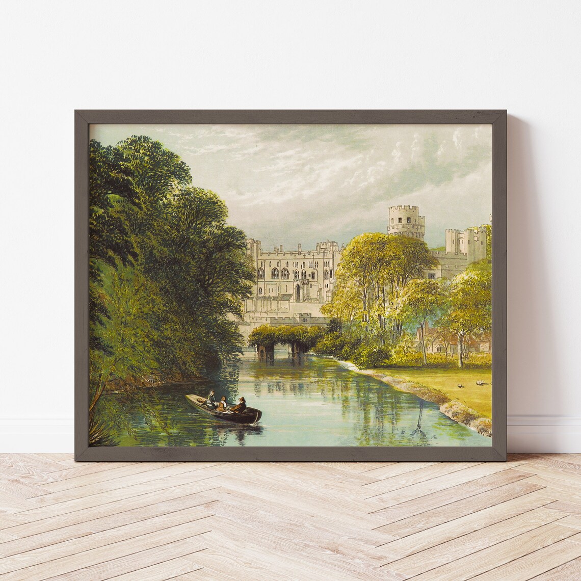 Warwick Castle Vintage Landscape Oil Painting Warwickshire England Art 121 - Image 2
